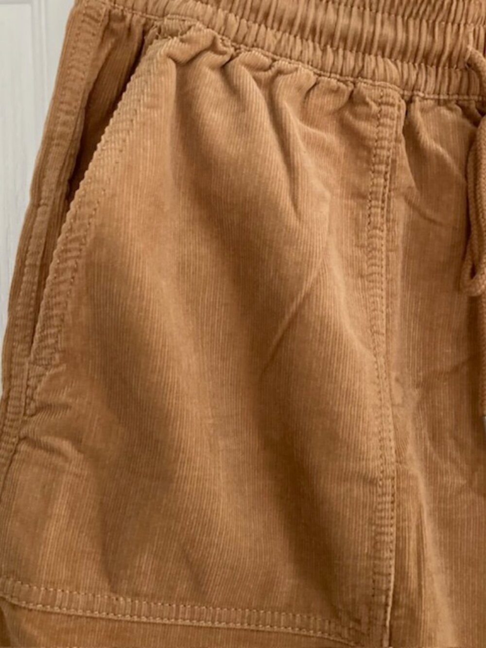 LOFT camel colored skirt mini size S pockets elastic waist corduroy preppy - Picture 3 of 5